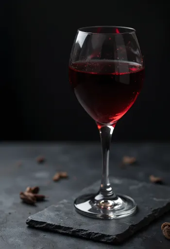 Вино у стакленој чаши, окружено гроздовима, широм и дрвеним буретом