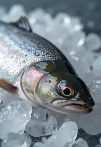 Свежи филети пастрмке са мирођијом, лимуном и бибером на дрвеној дасци