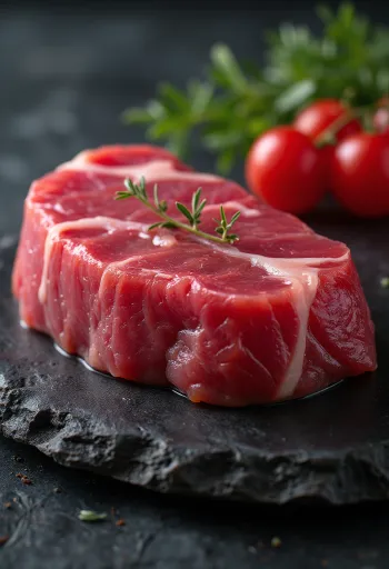 Свежи одресци туне са зачинима и лимуном на дрвеној дасци