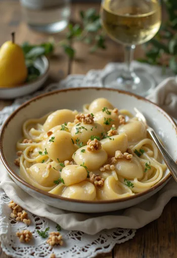 Сервиране њоке са крушком и горгонзолом
