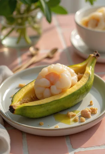 Bánh bột lọc у листу банане, послужено са финим пуњењем