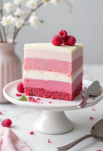 Омбре торта са малином сервирана