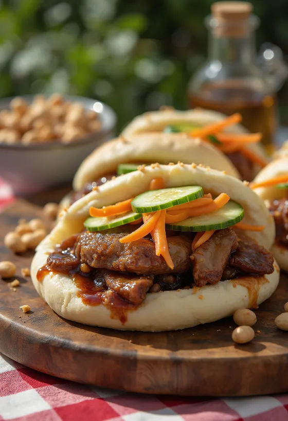 Gua bao парено пециво са печеном свињетином и киселим поврћем