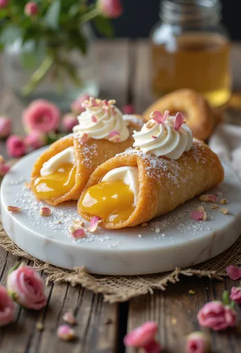 Каноли са ружом и медом сервирани