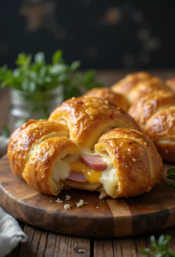 Переце са шунком и сиром сервиране