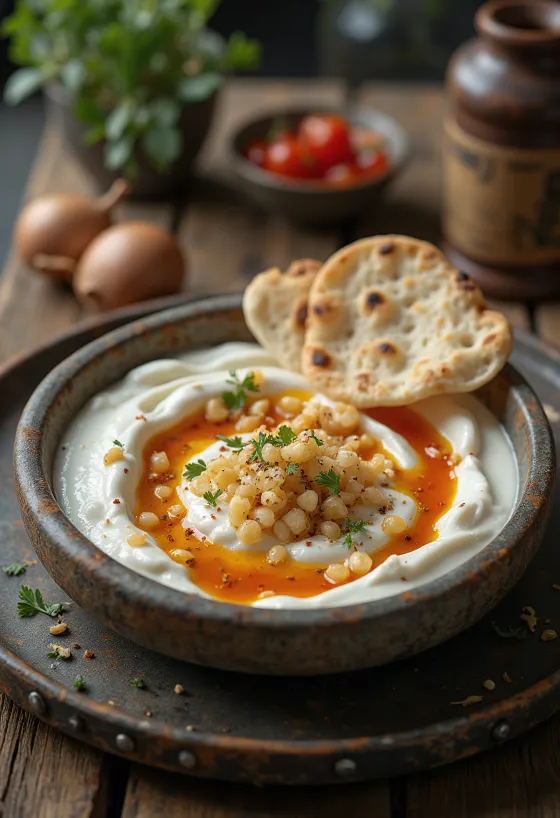 Курут са коријандером, индијско јело са јогуртом сервирано са свежим коријандером