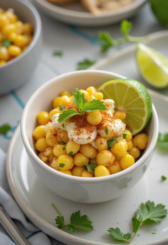 Ескитес са лиметом, сервиран са свежим коријандером и сиром