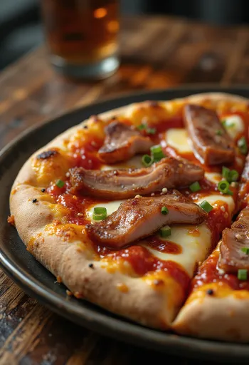 Кинеска пица са Char Siu свињетином сервирана