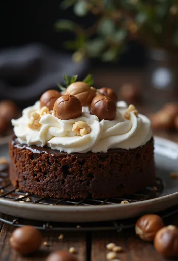 Чоколадна торта са лешником сервирана