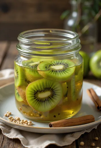 Маринирани киви сервиран у тегли