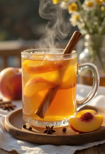 Сајдер са бресквом сервиран у чаши