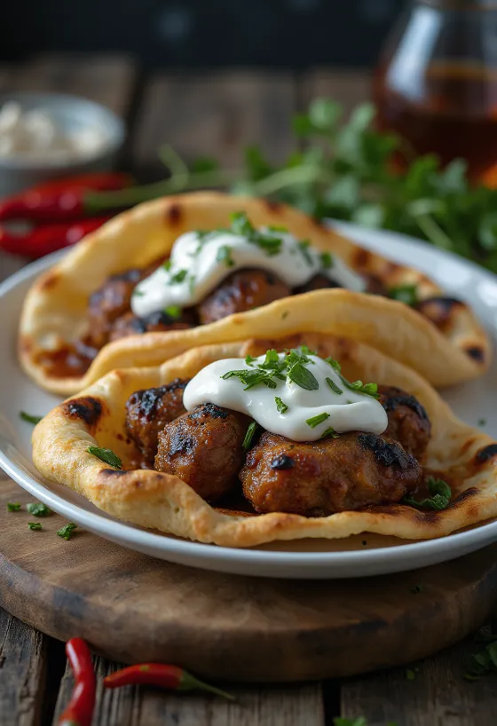 Љути ћевапи на тањиру