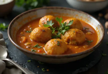 Лауки Кофта Кари, послужен са ћуфтама од тикве и свежим коријандером