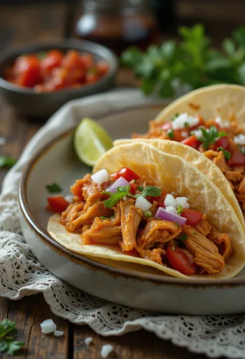 Такоси са пилетином и црвеним сосом (Salsa Roja) сервирани