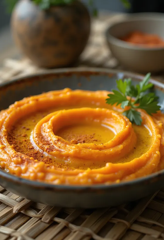 Пикантни хумус од шаргарепе сервиран