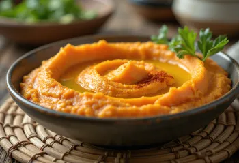 Пикантни хумус од шаргарепе сервиран