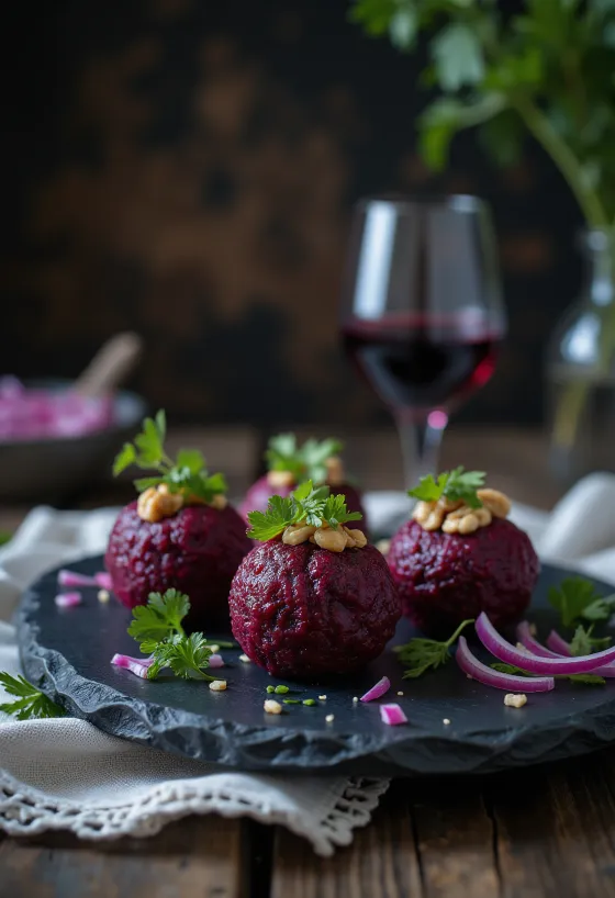 Пхали са цвеклом, куглице од цвекле и ораха