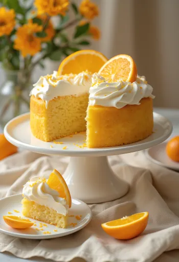 Торта од ваниле и поморанџе украшена кришкама поморанџе