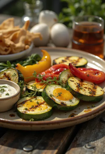 Шарени избор грилованог поврћа посутог свежим зачинима.