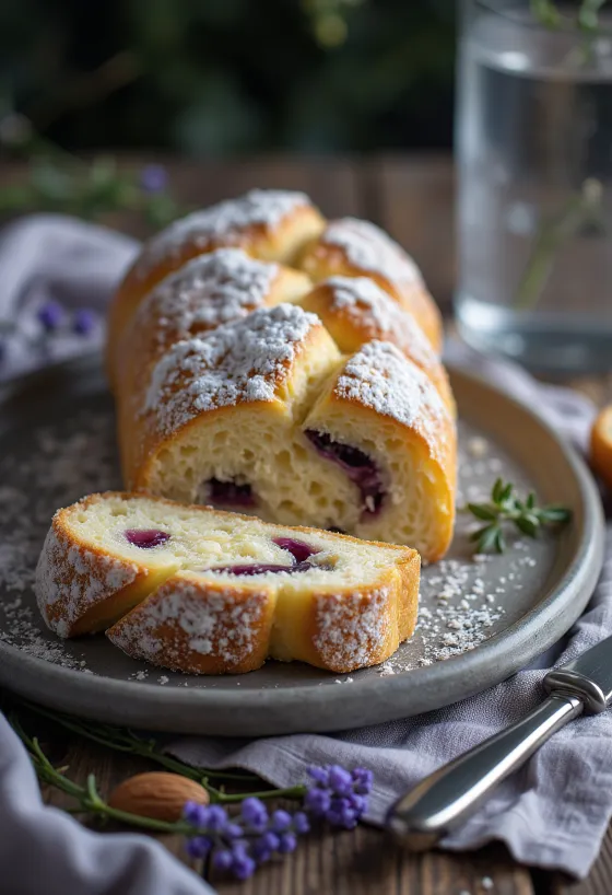 Штолен са лавандом сервиран