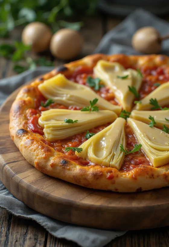 Pizza ai Carciofini послужена са артичокама