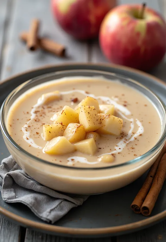 Крем чорба од јабука са циметом сервирана