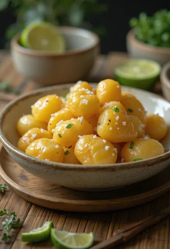 Papas arrugadas са морском сољу, печени до златно-смеђе боје и послужени са маслиновим уљем